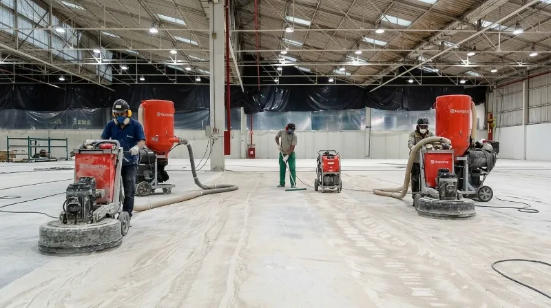 Desbaste diamantado de piso de concreto