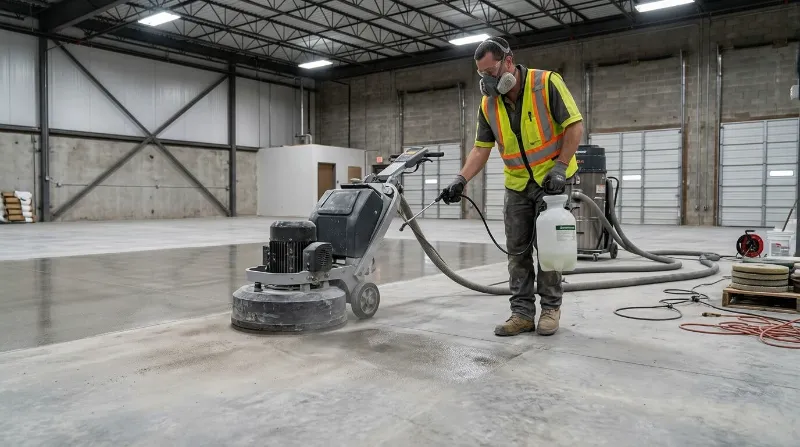 Tratamento químico de piso de concreto