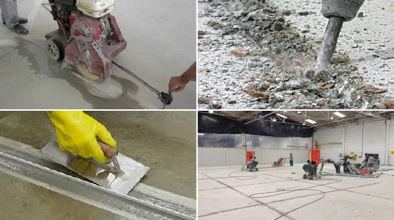Recuperação de junta de piso de concreto