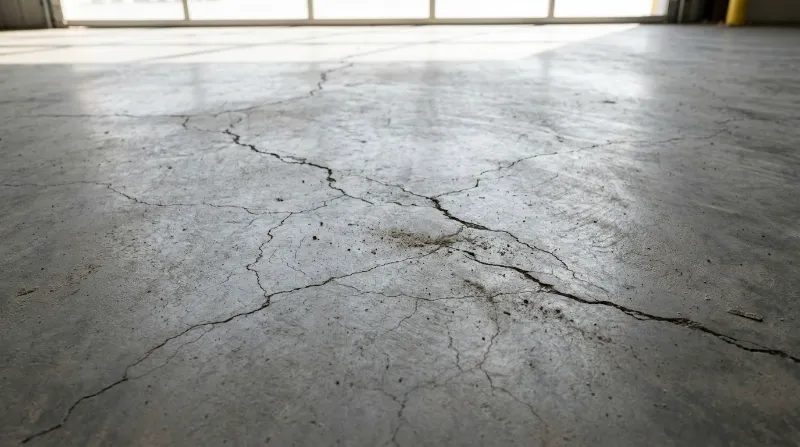 Piso de concreto com trincas e fissuras